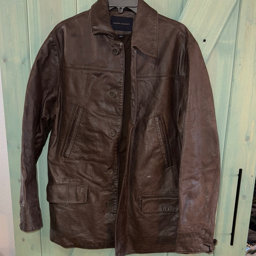 Banana republic 100% genuine leather coat men’s size L